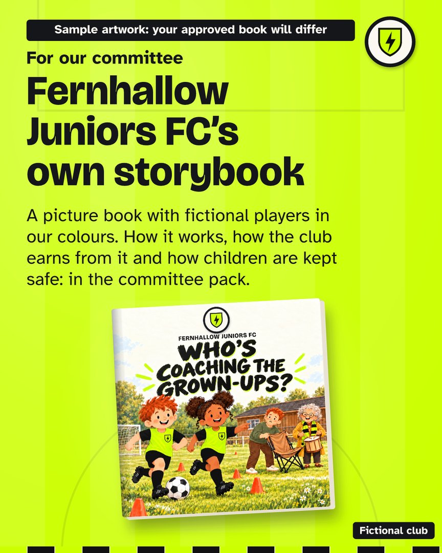 Fernhallow Juniors FC (fictional club): committee teaser post from the club's sales kit.