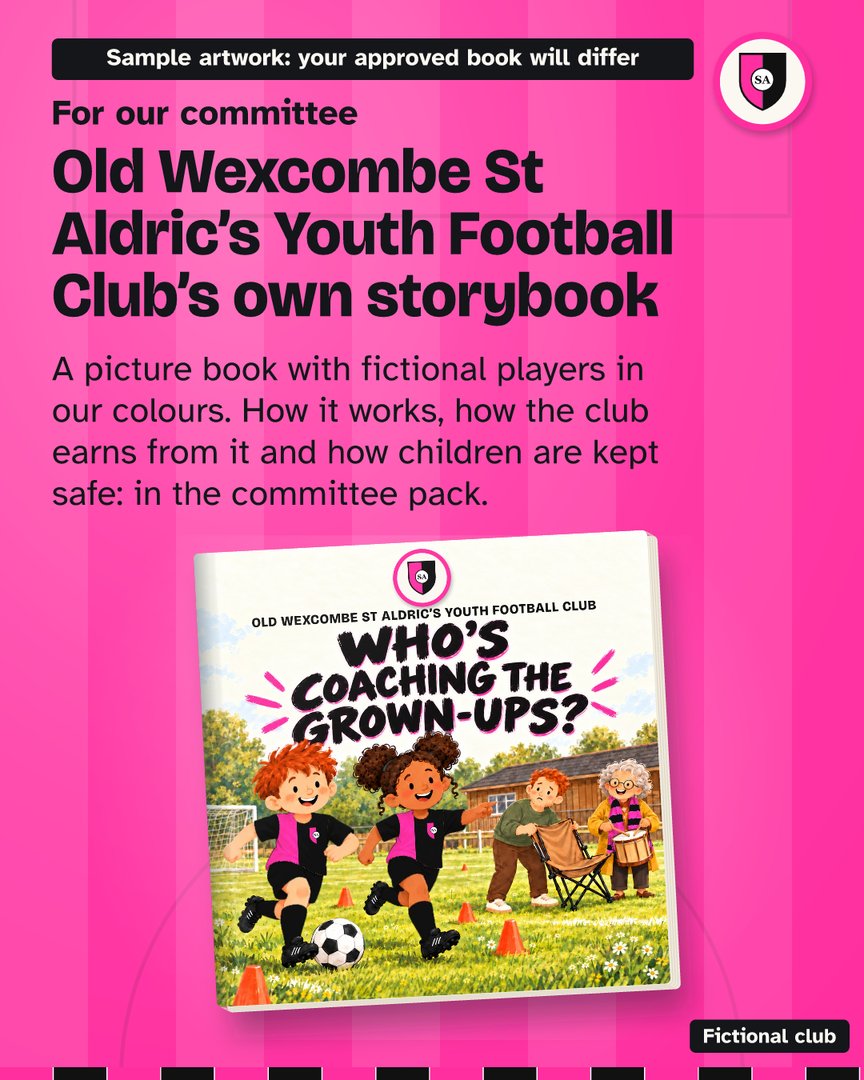 Old Wexcombe St Aldric's Youth Football Club (fictional club): committee teaser post from the club's sales kit.