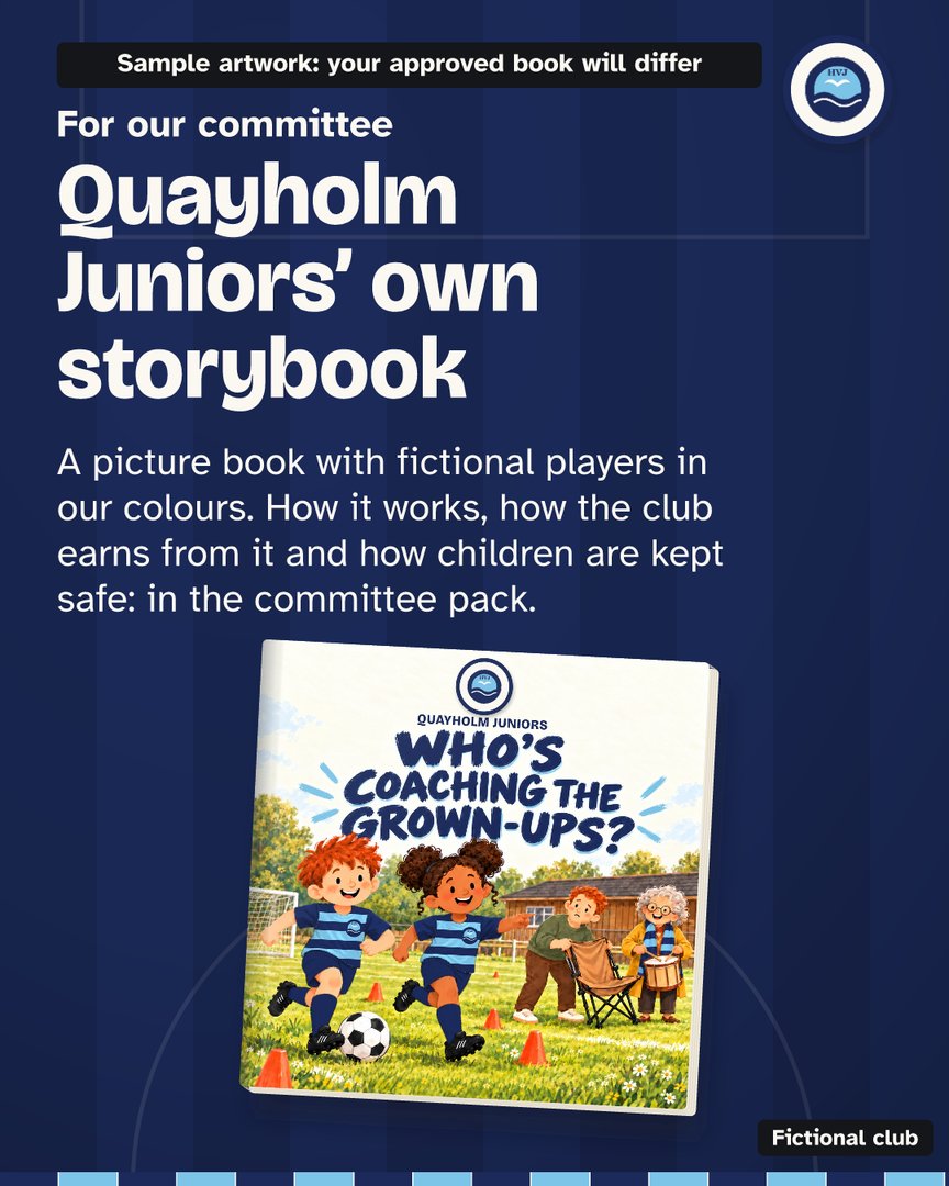 Quayholm Juniors (fictional club): committee teaser post from the club's sales kit.